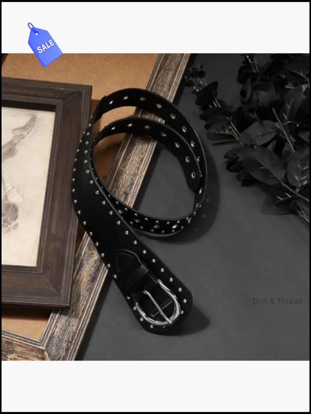 Vintage Punk Leather Waist Belt - Chunky Metal Buckle, Gothic Rocker Style,